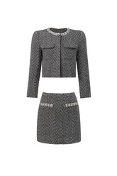 Uzaco Classic Tailored Tweed Top And Skirt Two-Piece Set