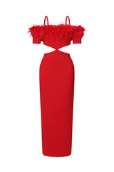 Nivia Feather Midi Bandage Dress