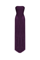 Valentina Strapless Purple Fringe Dress