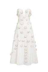 Eve Flowers Tube Midi Dress - White