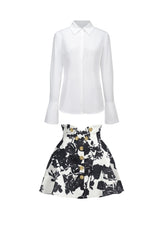 Eithne Long Sleeve Printing Mini Two-Piece Set