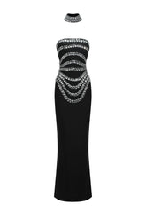 Wanda Sleeveless Diamond Bandage Maxi Dress