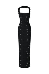 Nesya Sleeveless Pearl Bandage Maxi Dress