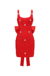 Marne Sleeveless Diamond Bow Bandage Mini Dress