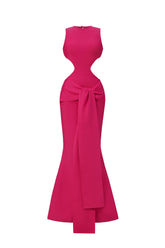 Tinnie Sleeveless Hollow Out Ribbon Bandage Maxi Dress