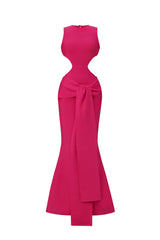 Tinnie Sleeveless Hollow Out Ribbon Bandage Maxi Dress