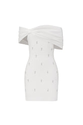 Verney Off The Shoulder Bow Diamond Bandage Mini Dress