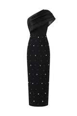 Ninon One Shoulder Sleeveless Diamond Bandage Maxi Dress