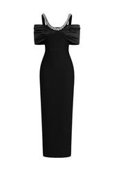 Yamia Sleeveless Off The Shoulder Diamond Bandage Maxi Dress