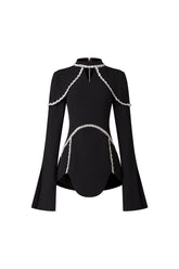 Teagan Long Sleeves High Neck Irregular Puff Sleeves Mini Dress