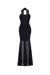 Lucifa Elegant Contour Strapless Scarf Ruched Bandage Maxi Dress