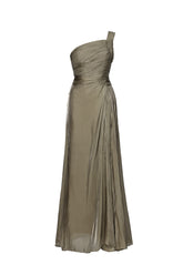 Ronja Elegant Flowy One Shoulder Pleated Maxi Dress