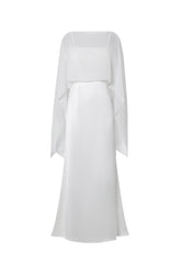 Sinai Elegant Flowy Sleeveless Chiffon Cape Maxi Dress