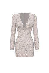 Manik Chic Contour Long Sleeve Cut Out Sequin Mini Dress