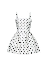 Simone Classic Tailored Square Neck Polka Dot Mini Dress