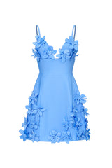 Valentina Elegant Contour V Neck Floral Bandage Mini Dress