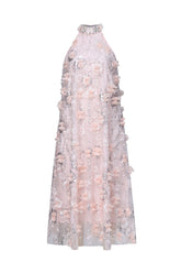Faithe Elegant Tailored Halter Floral Sequin Maxi Dress