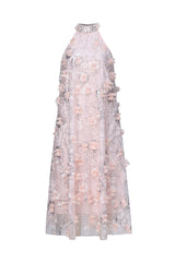 Faithe Elegant Tailored Halter Floral Sequin Maxi Dress