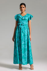 Sweet Ruffled Printed Maxi Dress