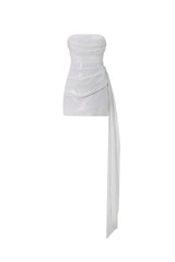 Vali Strapless pleated ribbon mini skirt