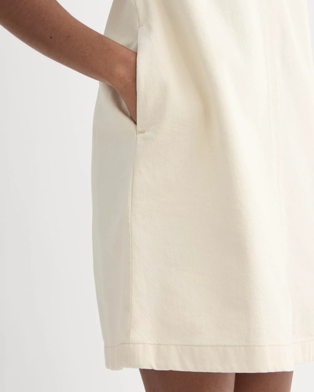 The Denim Shift Dress | Ecru