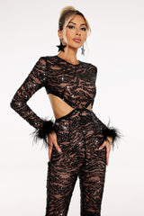 Kristine Sequins Lace Jumpsuit