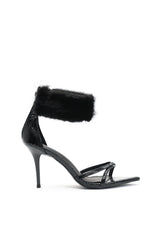 Myka Furry Zipper Stiletto Sandals