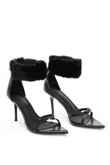 Myka Furry Zipper Stiletto Sandals