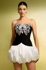 Kusa Sleeveless Bow Diamond Bandage Mini Dress