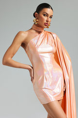 Yuico Glossy One Shoulder Mini Dress