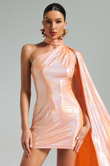 Yuico Glossy One Shoulder Mini Dress
