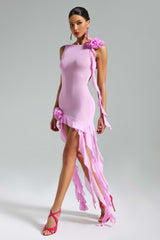 Kezia Flower Mesh Ribbon Mini Dress