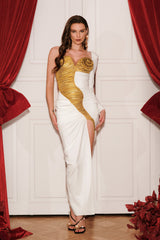 Shannon Patchwork Slit Knitted Maxi Dress