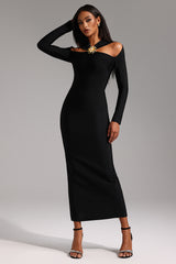Lave Long Sleeves Hollow Out Bandage Maxi Dress