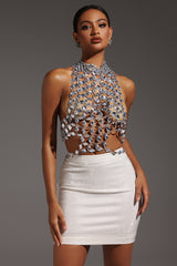 Jacova Halter Sleeveless Diamante Top