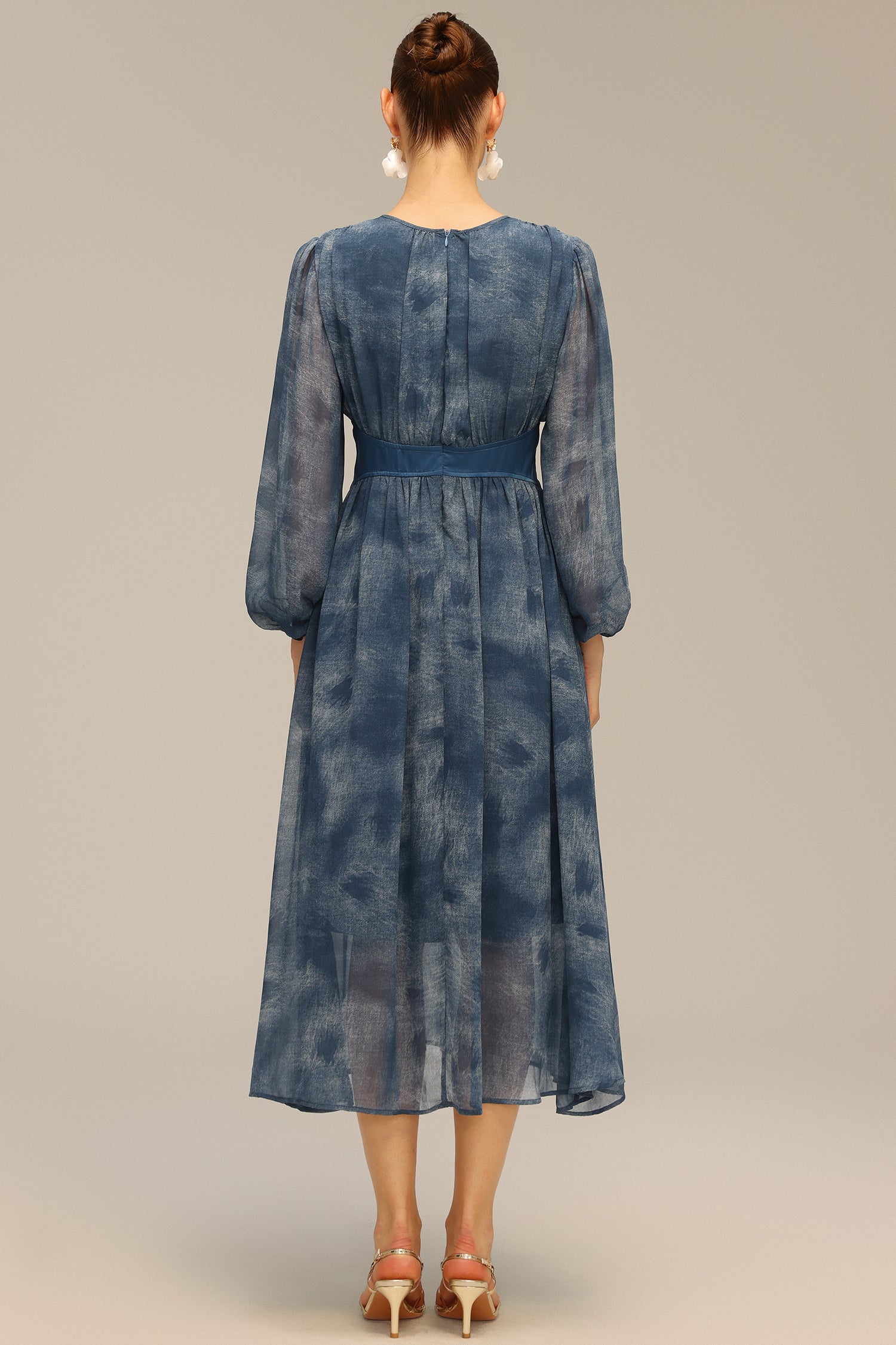 Uabeza Print Long Sleeve Maxi Dress
