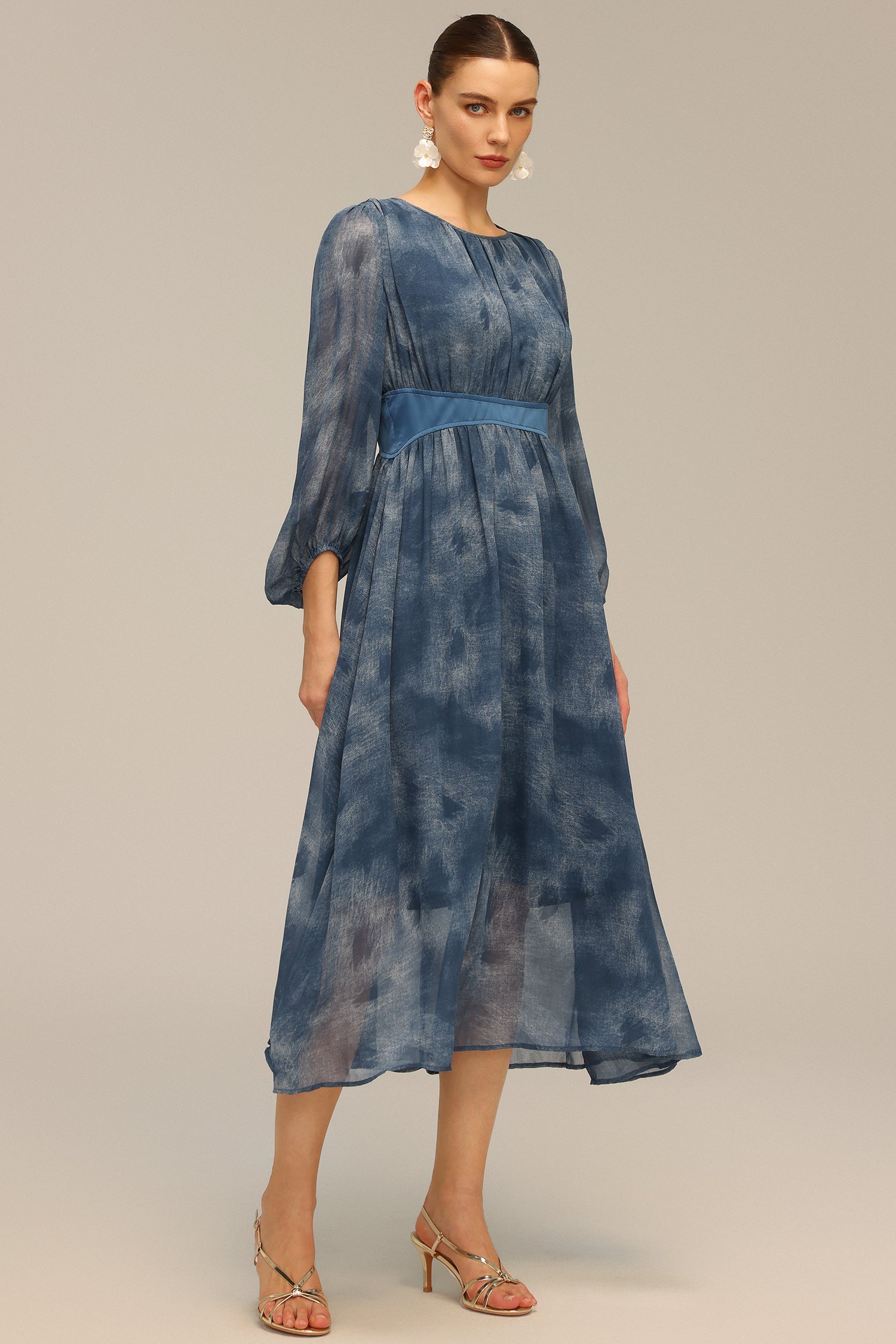 Uabeza Print Long Sleeve Maxi Dress