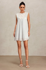 Yamaly Round Neck Sleeveless Diamond Mini Dress