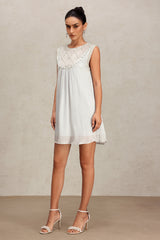 Yamaly Round Neck Sleeveless Diamond Mini Dress