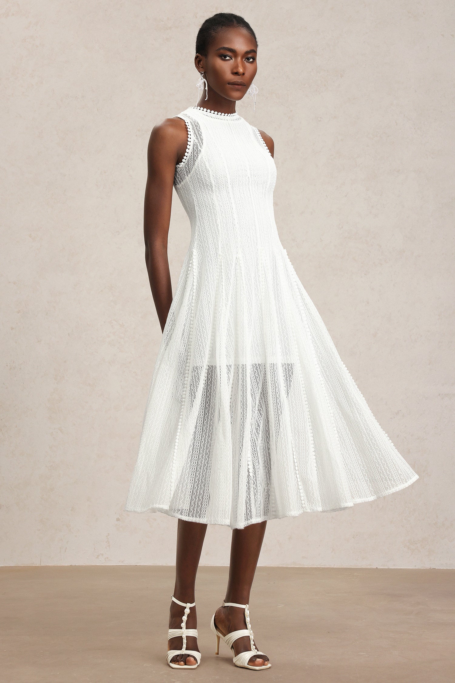 Zalma Round Neck Sleeveless Lace Maxi Dress