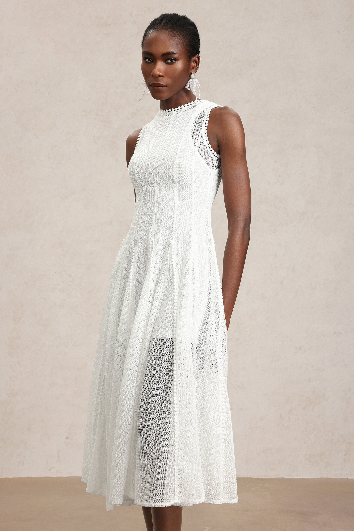 Zalma Round Neck Sleeveless Lace Maxi Dress