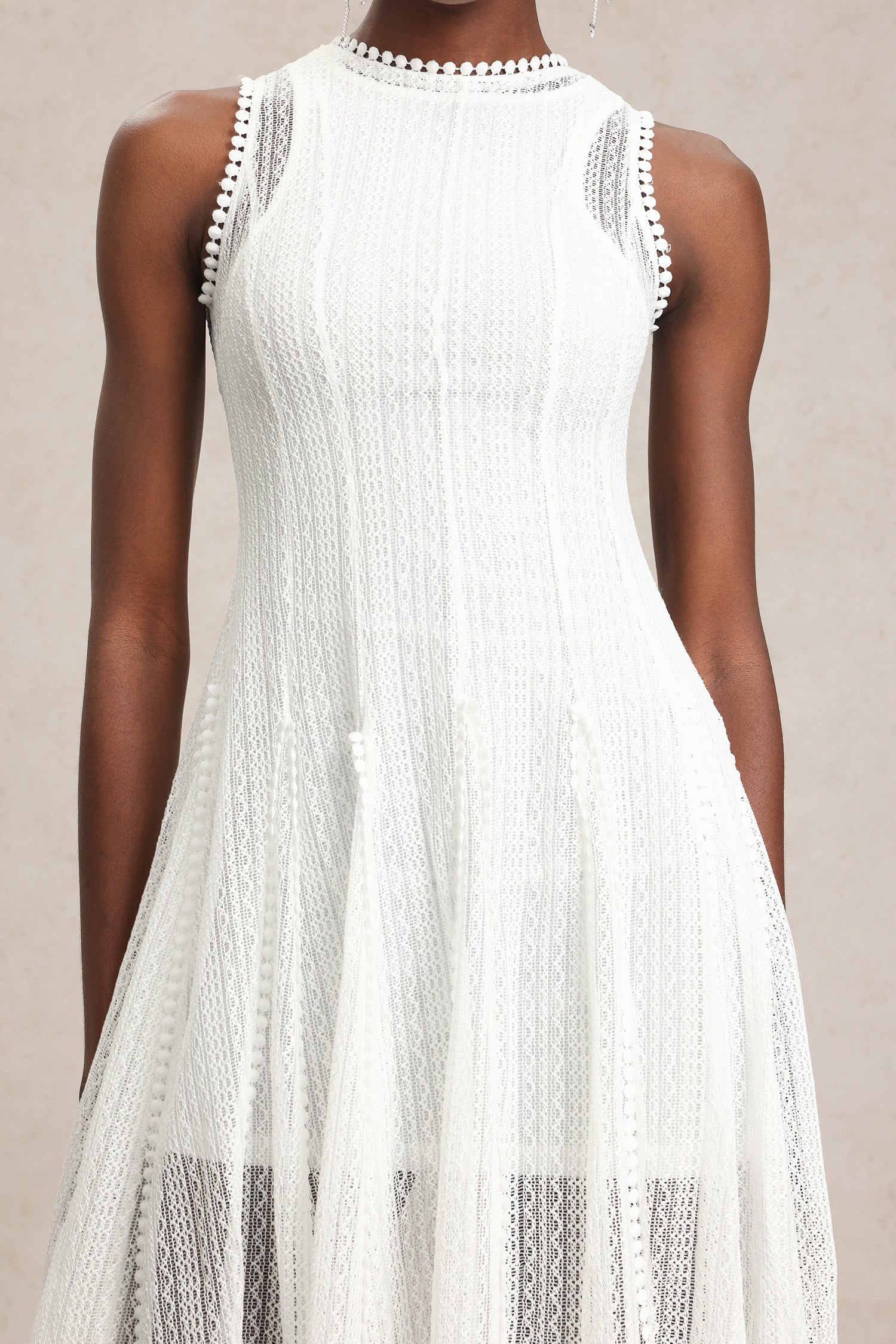 Zalma Round Neck Sleeveless Lace Maxi Dress