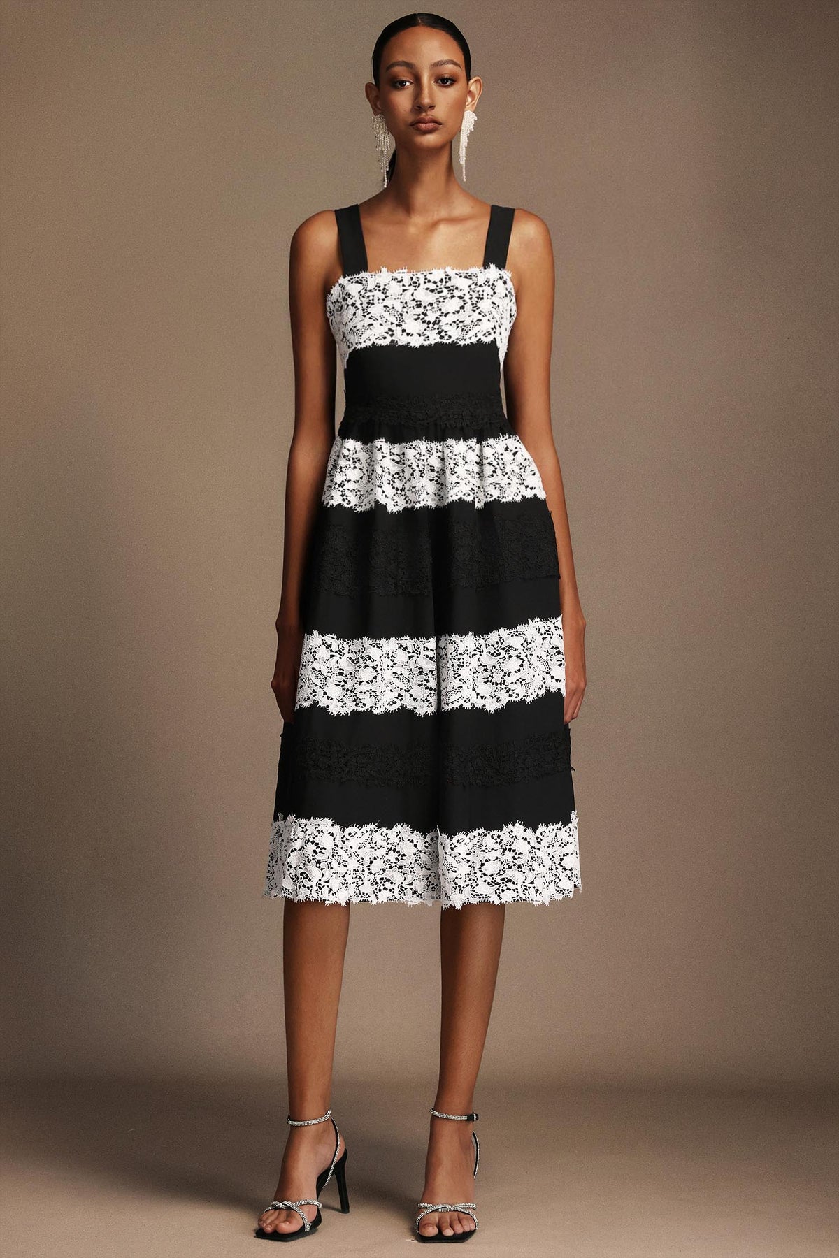 Nettie Halter Sleeveless Lac Midi Dress