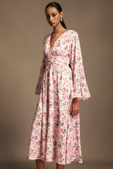 Lexie V-Neck Long Sleeves Floral Printed Midi Dress
