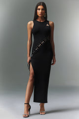 Kaiser Sleeveless Hollowed Out Slit Bandage Maxi Dress