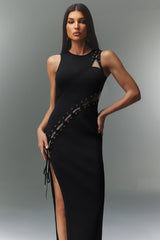 Kaiser Sleeveless Hollowed Out Slit Bandage Maxi Dress