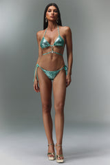 Hlasa Halter Sleeveless Sequin Diamond Bikini