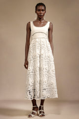 Doe Halter Diamond Lace Midi Dress
