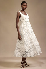 Doe Halter Diamond Lace Midi Dress