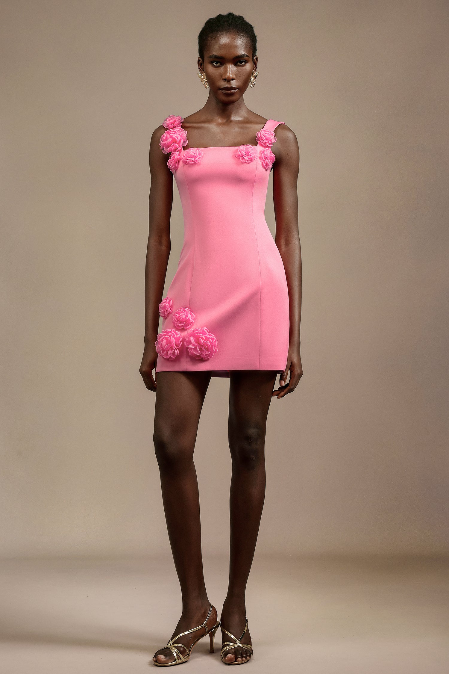Fayie Halter Flowers Mini Dress